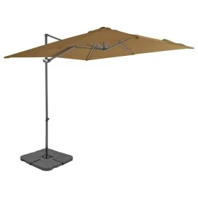 Garden umbrella with portable taupe gray base by vidaXL, Umbrellas - Ref: Foro24-276338, Price: 164,33 €, Discount: %