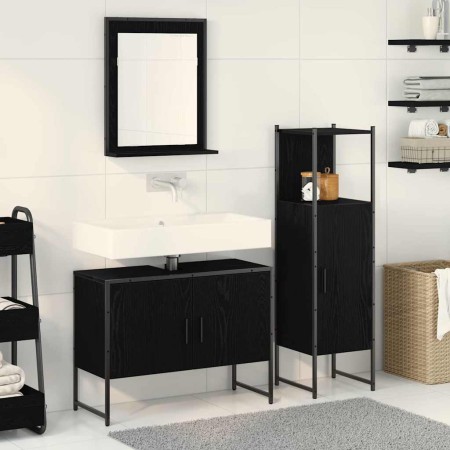 Juego de muebles de baño 3 pcs Negro 33 x 33 x 102.5 cm