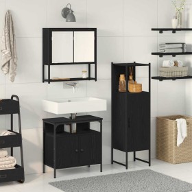 Juego de muebles de baño 3 pcs Negro 33 x 33 x 120.5 cm