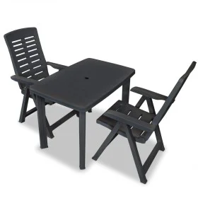 3-piece garden table and chairs set in anthracite grey plastic by vidaXL, Garden sets - Ref: Foro24-275083, Price: 228,36 €, ...
