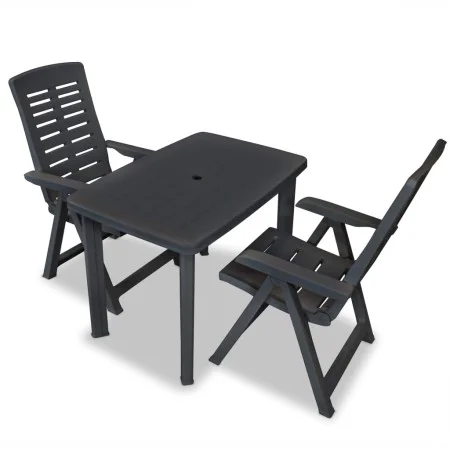 3-piece garden table and chairs set in anthracite grey plastic by vidaXL, Garden sets - Ref: Foro24-275083, Price: 228,36 €, ...