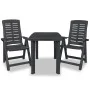 Set aus Gartentisch und Stühlen 3 Stück Kunststoff anthrazitgrau von vidaXL, Gartensets - Ref: Foro24-275083, Preis: 228,36 €...