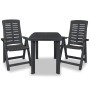 Set aus Gartentisch und Stühlen 3 Stück Kunststoff anthrazitgrau von vidaXL, Gartensets - Ref: Foro24-275083, Preis: 205,93 €...