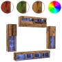 Conjunto de mueble para TV de pared 6 pcs Madera vieja