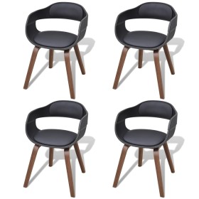 Esszimmerstühle, 4 Stück, gebogenes Holz, schwarzes Kunstleder von vidaXL, Essstühle - Ref: Foro24-271945, Preis: 556,78 €, R...