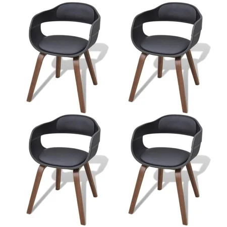 Esszimmerstühle, 4 Stück, gebogenes Holz, schwarzes Kunstleder von vidaXL, Essstühle - Ref: Foro24-271945, Preis: 521,72 €, R...