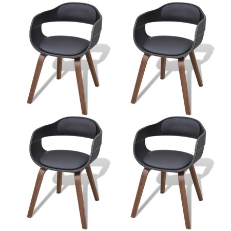 Esszimmerstühle, 4 Stück, gebogenes Holz, schwarzes Kunstleder von vidaXL, Essstühle - Ref: Foro24-271945, Preis: 556,78 €, R...