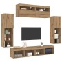 Conjunto de mueble para TV de pared 6 pcs Roble artisan