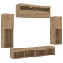 Conjunto de mueble para TV de pared 6 pcs Roble artisan
