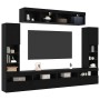 Conjunto de mueble para TV de pared 6 pcs Roble negro