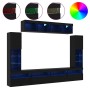 Conjunto de mueble para TV de pared 6 pcs Roble negro