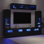 Conjunto de mueble para TV de pared 6 pcs Roble negro