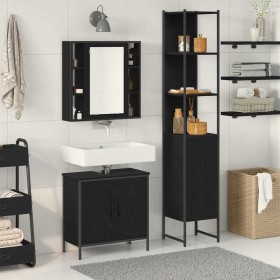 Unidades de Tocador de Baño con puerta Negro 33 x 33 x 185.5 cm
