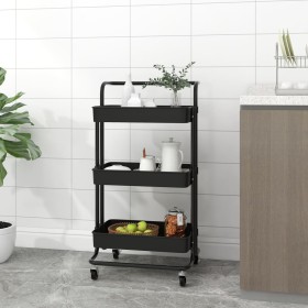 Carrito de cocina 3 niveles hierro y ABS negro 42x35x85 cm