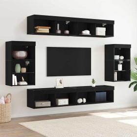 Centro de Entretenimiento 8 pcs Roble negro 40 x 28.5 x 40 cm
