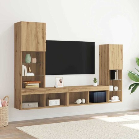 Gabinete de TV 4 pcs Roble artisan 40.5 x 30 x 102 cm