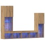 Gabinete de TV 4 pcs Roble artisan 40.5 x 30 x 102 cm