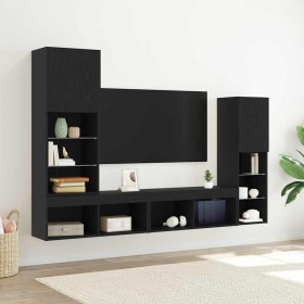 Gabinete de TV 4 pcs Roble negro 40.5 x 30 x 102 cm