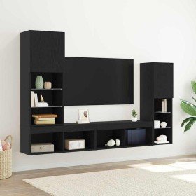 Gabinete de TV 4 pcs Roble negro 40.5 x 30 x 102 cm Gabinete de TV 4 pcs Roble negro 40.5 x 30 x 102 cm