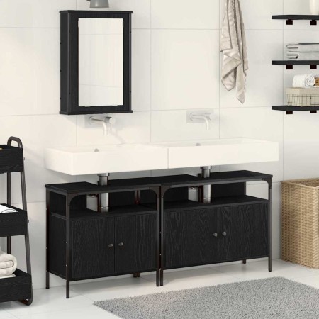 Unidades de Tocador de Baño 3 pcs Negro 80 x 30 x 60 cm