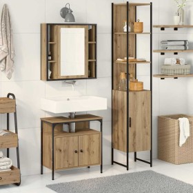 Juego de Gabinetes de Baño con estante 3 pcs Roble artisan