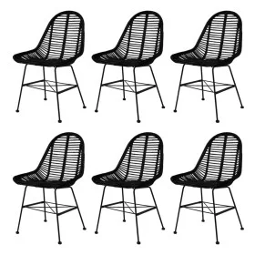 Dining chairs 6 units black natural rattan by vidaXL, dining chairs - Ref: Foro24-275499, Price: 543,48 €, Discount: %