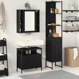 Juego de Gabinetes de Baño 3 pcs Roble negro 33 x 33 x 185.5 cm