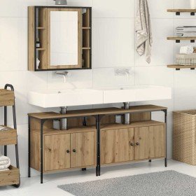 Unidades de Tocador de Baño 3 pcs Marrón 80 x 30 x 60 cm