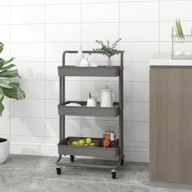 Carrito de cocina 3 niveles hierro y ABS gris 42x35x85 cm