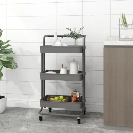 Carrito de cocina 3 niveles hierro y ABS gris 42x35x85 cm de vidaXL, Carros de cocina y comedor - Ref: Foro24-336337, Precio:...