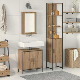 Juego de muebles de baño 3 pcs Marrón Madera contrachapada en Muebles de baño | Comprar online en Foro24