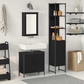 Juego de muebles de baño 3 pcs Negro 33 x 33 x 185.5 cm