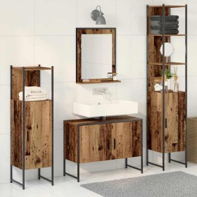Juego de muebles de baño 4 pcs Marrón 33 x 33 x 185.5 cm