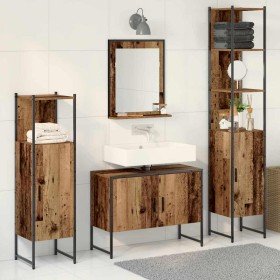 Juego de muebles de baño 4 pcs Marrón 33 x 33 x 185.5 cm