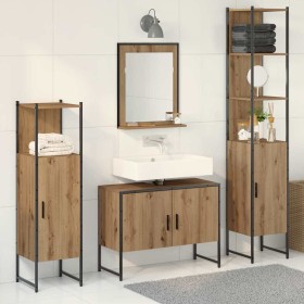 Juego de muebles de baño 4 pcs Marrón 33 x 33 x 185.5 cm