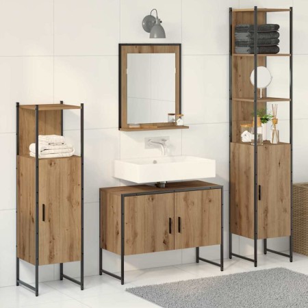 Juego de muebles de baño 4 pcs Marrón 33 x 33 x 185.5 cm