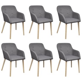 Dining chairs 6 pcs light gray fabric and solid oak wood by vidaXL, dining chairs - Ref: Foro24-270573, Price: 680,98 €, Disc...