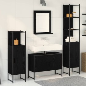 Juego de muebles de baño 4 pcs Negro 33 x 33 x 185.5 cm
