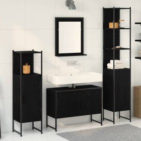 Juego de muebles de baño 4 pcs Negro 33 x 33 x 185.5 cm