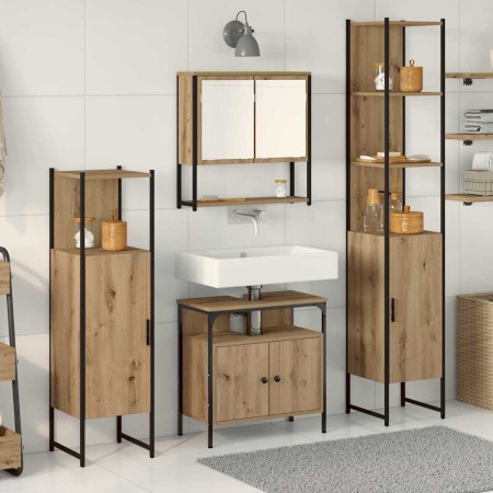 Juego de muebles de baño 4 pcs Roble artisan 33 x 33 x 185.5 cm