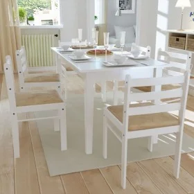 Esszimmerstühle 6 Einheiten aus Massivholz und weißem Samt von vidaXL, Essstühle - Ref: Foro24-272092, Preis: 220,05 €, Rabat...
