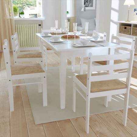 Esszimmerstühle 6 Einheiten aus Massivholz und weißem Samt von vidaXL, Essstühle - Ref: Foro24-272092, Preis: 238,98 €, Rabat...
