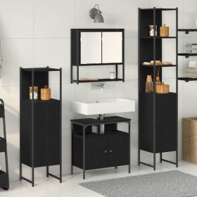 Juego de muebles de baño 4 pcs Roble negro 33 x 33 x 185.5 cm Juego de muebles de baño 4 pcs Roble negro 33 x 33 x 185.5 cm