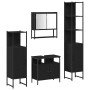 Juego de muebles de baño 4 pcs Roble Negro Madera contrachapada en Muebles de baño | Comprar online en Foro24
