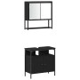 Juego de muebles de baño 4 pcs Roble negro 33 x 33 x 185.5 cm