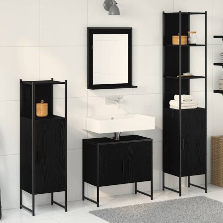 Juego de muebles de baño 4 pcs Negro 33 x 33 x 185.5 cm