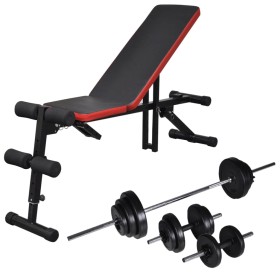 Abdominal bench with dumbbell and weights 30.5 kg by vidaXL, Weight lifting machines - Ref: Foro24-275352, Price: 235,43 €, D...