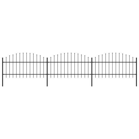 Garden fence with black steel spear points (1-1.25)x5.1 m by vidaXL, fence panels - Ref: Foro24-277723, Price: 221,09 €, Disc...