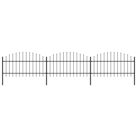 Garden fence with black steel spear points (1-1.25)x5.1 m by vidaXL, fence panels - Ref: Foro24-277723, Price: 236,40 €, Disc...