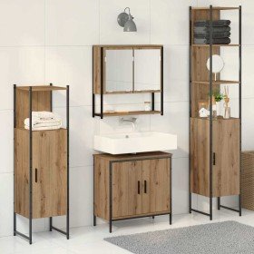 Juego de muebles de baño 4 pcs Marrón 33 x 33 x 185.5 cm